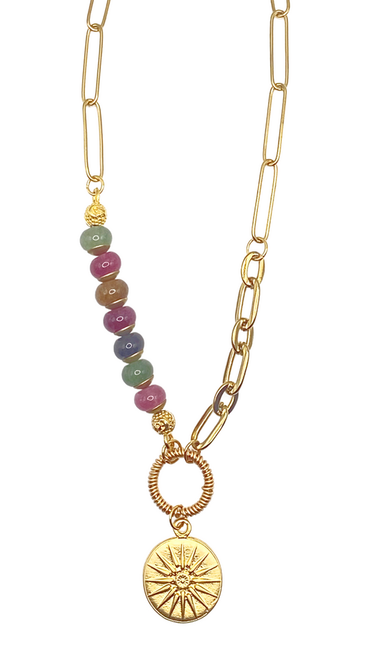 Tourmaline Sundial Chain Necklace