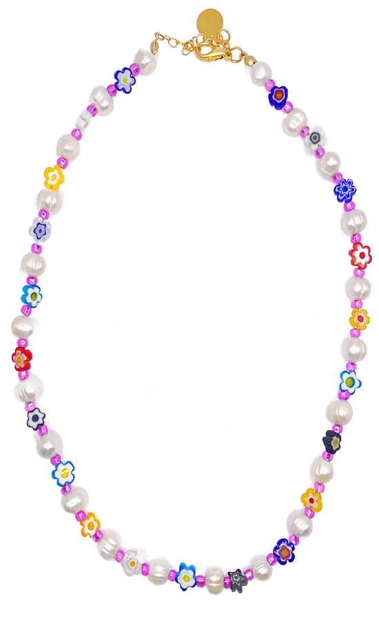 Millefiori Pearl Pink One of a Kind Necklace