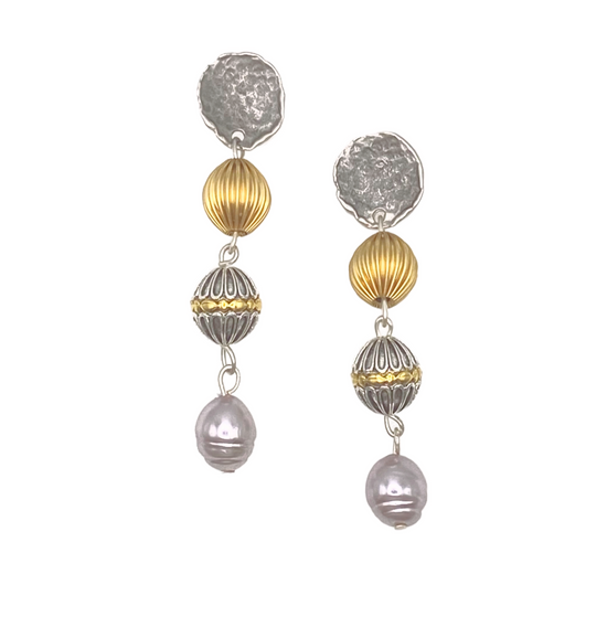 Mixed Metal Drop Earrings