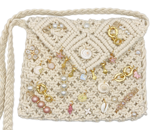 Crotchet Pink Woven Crossbody Bag