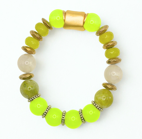 Lime and Gold One of a Kind Bracelet
