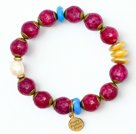 Ruby Jade & Pearl One of a Kind Bracelet