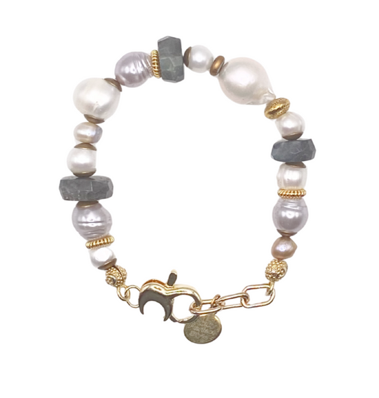 Baroque Pearl & Labradorite Bracelet One of a Kind