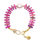 Hot Pink Heishi Gemstone & Baroque Pearl Bracelet One of a Kind
